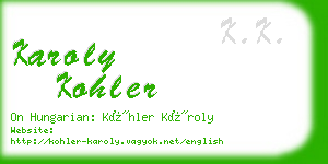 karoly kohler business card